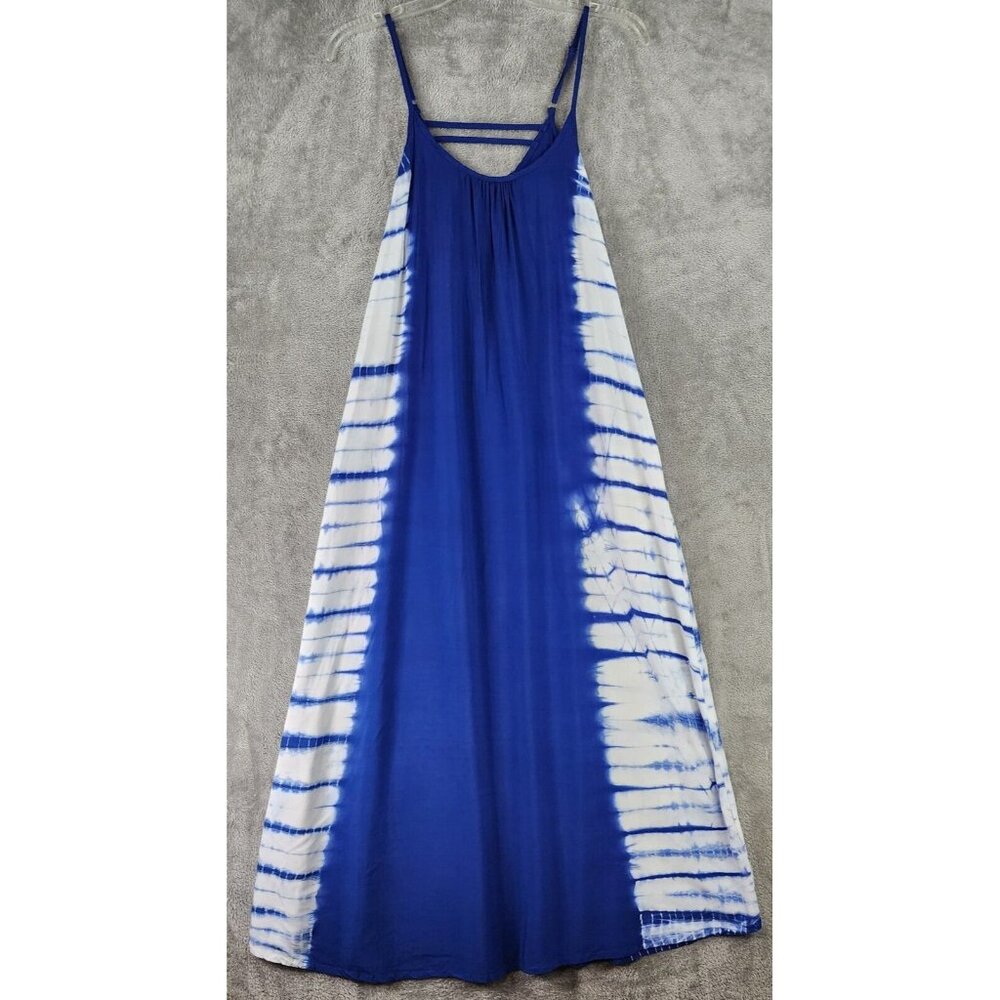 Gaby & Gracie Dress Womens Large Blue Tie Dye Sleeveless Summer Beachwear Maxi